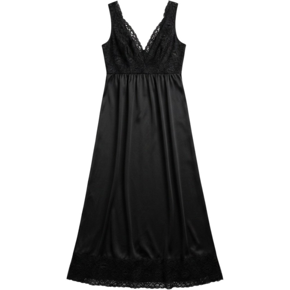 Vintage Snowdon Y2K Dress Womens Black Sheer Nylon Lace Babydoll Maxi Whimsigoth